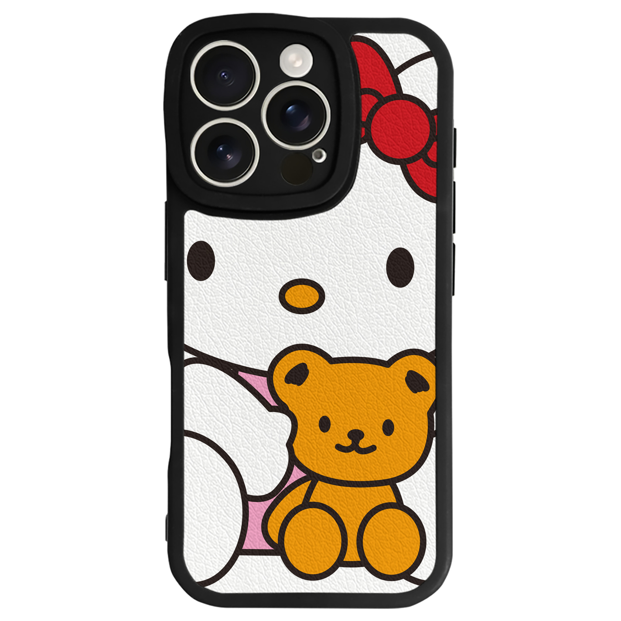 （画像用） Hello Kitty ハローキティ 【iPhone 16シリーズ対応】シリコンスマホケース（レザー調） 材質：シリコン